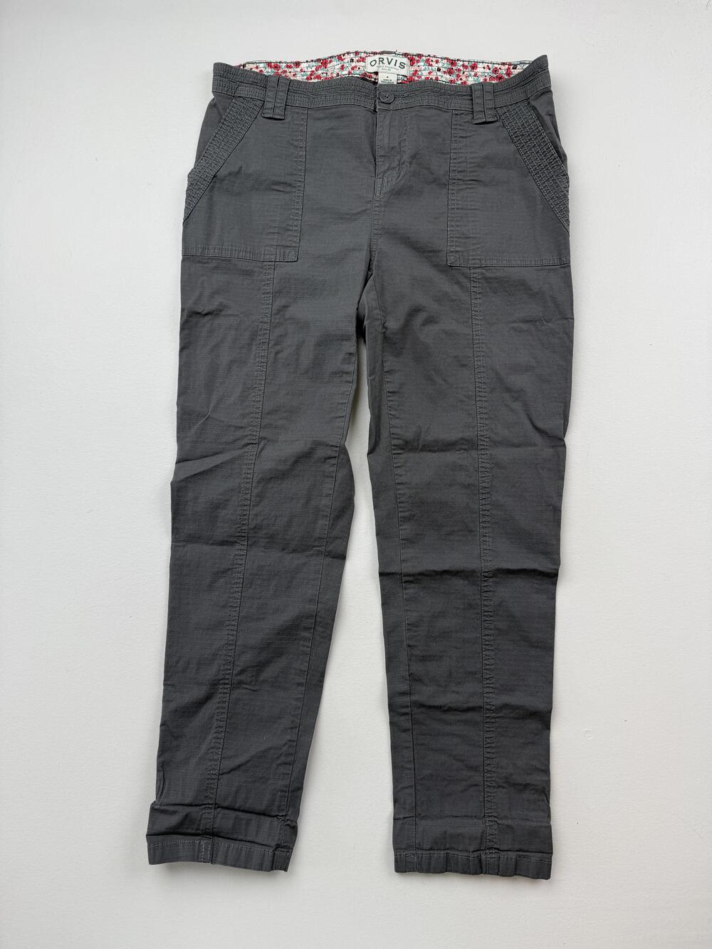 Orvis Cargo Pants Womens 8 Gray Twill Lightweight Outdoor Hiking Travel Pockets